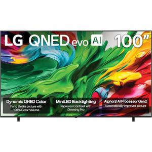 LG 100-Inch Class QNED evo AI QNED85A Series Mini LED 4K Smart TV w/AI Picture, AI Sound, HDR10, AI Super Upscaling 4K, Filmmaker Mode, Wow Orchestra, Alexa Built-in (100QNED85AU, 2025)
