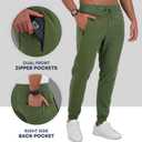 Fleece Mens Joggers with Zipper Pockets, Mens Sweatpants, Workout Sweats for Men S-2XL (Green, L)