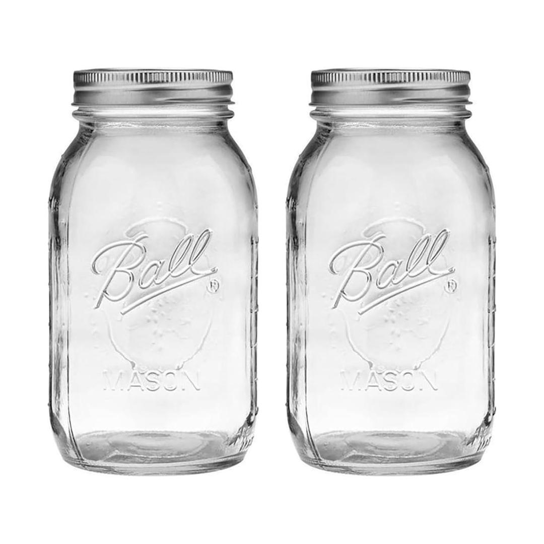 Ball Regular Mouth 32-Ounces Mason Jar with Lids and Bands, Clear,(Pack Of 2) (EXP 07/22/30)