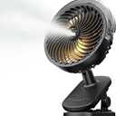 Portable Misitng Fan, 8000mAh Battery Operated Clip On Fan with Clip for Desk, Auto Oscillating, 3 Speeds, 2 Mist Modes with Remote, Working Time for Home Stroller Office and Outdoor-Black