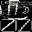 2 Yard Pearl Trim Chain String Silver Applique Fringe Ribbon Strips Beads Sewing Dress DIY Party Wedding Bouquet for Decoration Bridal Costume Embellishment