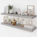 36 Inch Floating Shelves, 9.3" Deep Floating Shelf Wall Mounted, 36" Wall Shelves, Rustic Deep Bookshelf, Large Display Shelves & Storage Shelves for Bedroom, Living Room, Gray, Set of 2 (Grey)