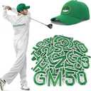 75 Pcs DIY Golf Hat Kit with Letters Numbers & Golf Patches, Green Trucker Caddy Ball Cap, Custom Adjustable Baseball Cap Personalized Golf Accessories for Men Women (Green)