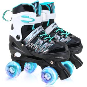 Adjustable Roller Skates for Girls and Women, All 8 Wheels of Girl's Skates Shine, Safe and Fun Illuminating for Kids (C-Black) Small 