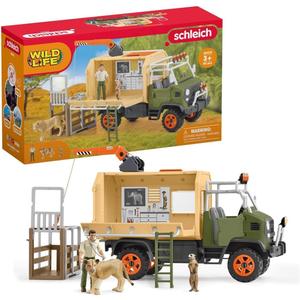 Schleich Wild Life - 45 PC Animal Rescue Toy Truck Playset - With Ranger Tom Action Figure, Lion and Meerkat Figures - Screen-Free Safari Adventure Play Set - Wild Animal Toys for Kids Ages 3+ | 42475