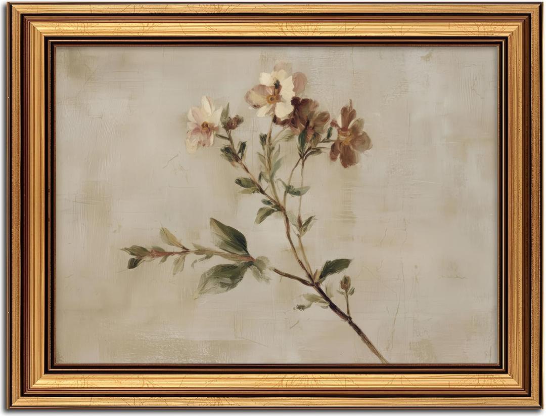 Vintage Gold Framed Wall Art Rustic Wildflower Painting Picture Wall Decor Floral Botanical Poster Print Artwork for Living Room Bedroom Farmhouse Office Home Decoration 12x16inch