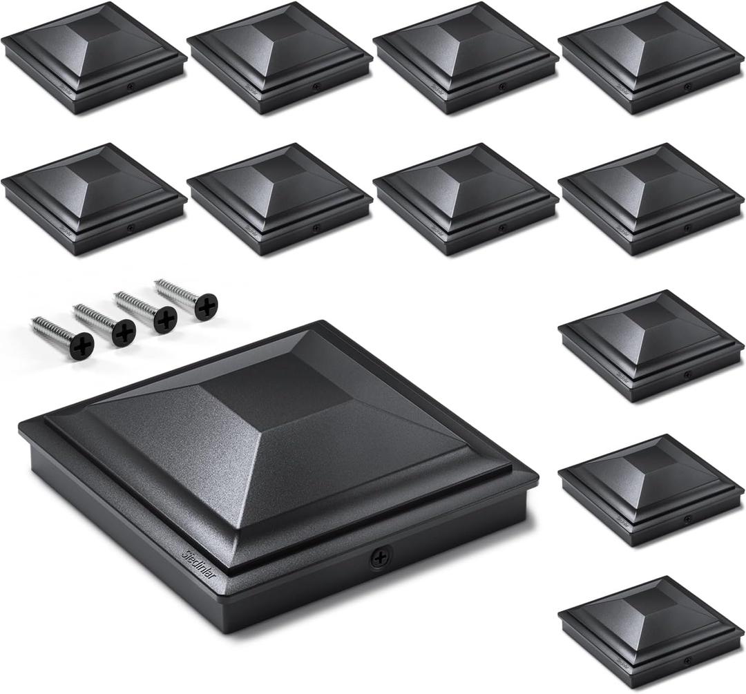 SIEDiNLAR 4x4 Post Caps Black 12 Pack, Fence Post Covers Outdoor Waterproof, Fits 4x4 3.5x3.5 Wood/Vinyl Posts for Deck Fence Mailbox Patio Decor