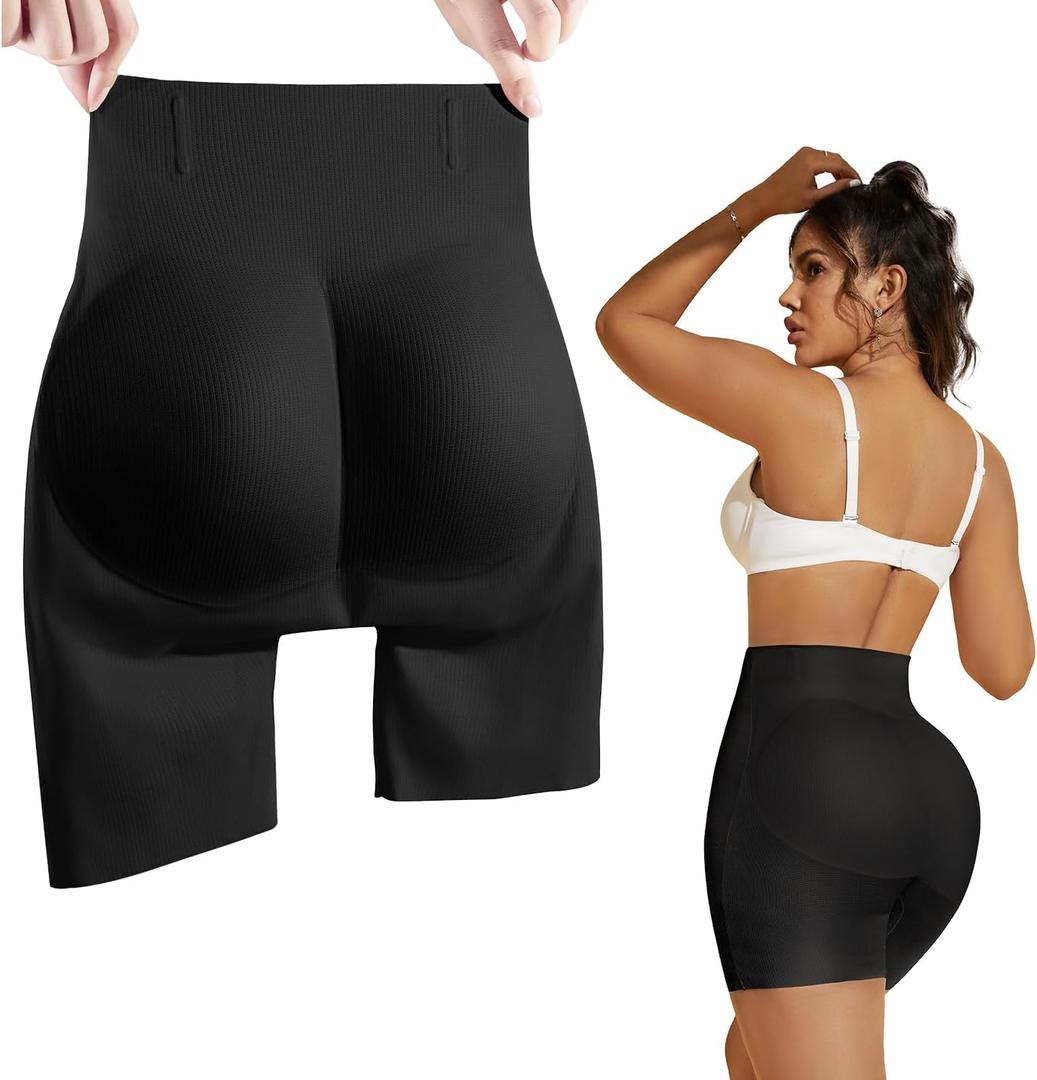 MOVWIN Padded Underwear for Women Built-in 7mm 16mm Fake Butt Pads for Bigger Butt Lifting Panties Tummy Control Shapewear (Medium)