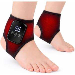 1 PCS Cordless Ankle Massager for Pain Relief, Foot Massager for Neuropathy, Ankle Heating Pad with Massage, Foot Ankle Massager, Heated Foot Massager, 3 Heat Levels, 3 Massage Modes, Black