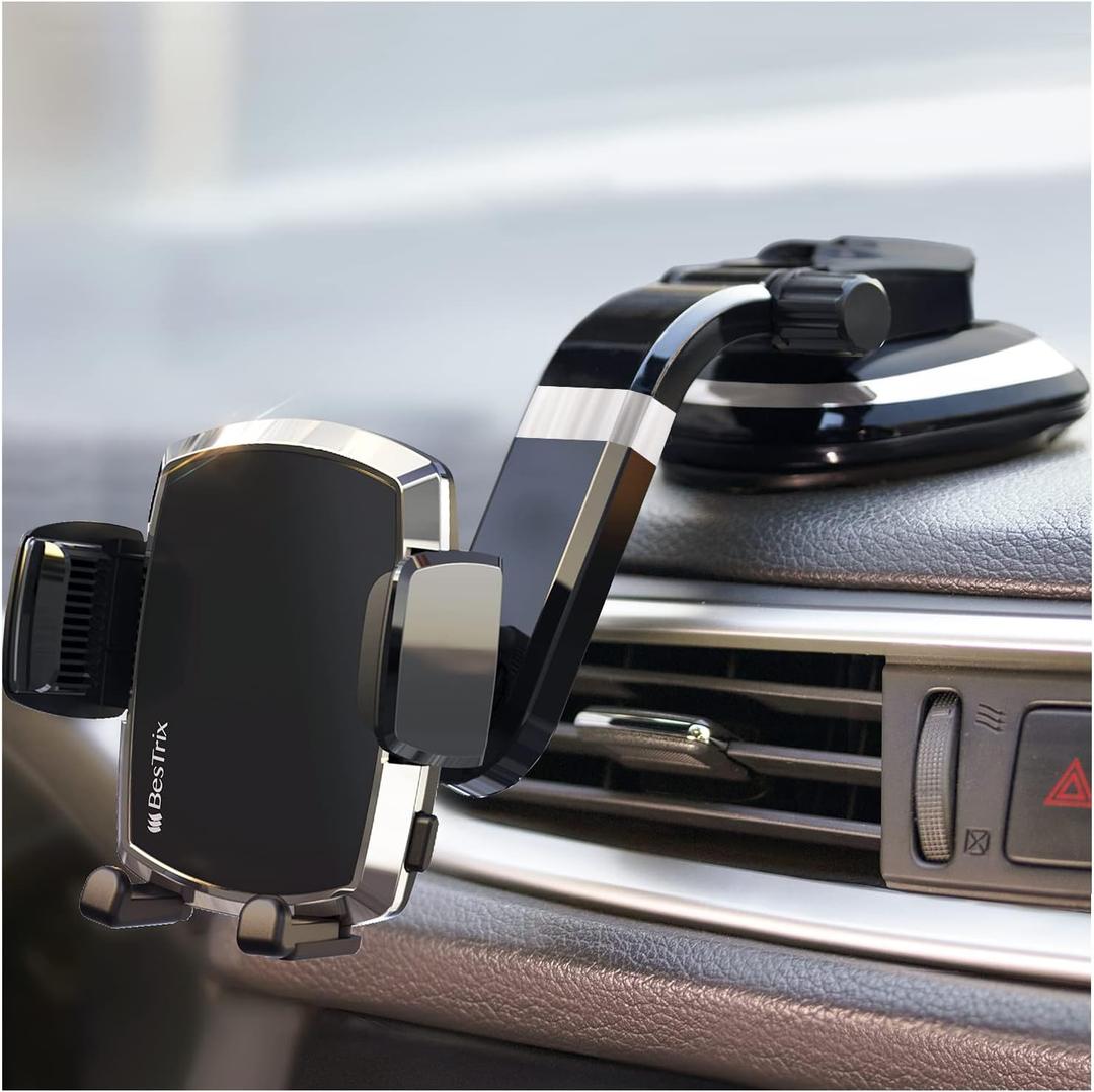 Bestrix SmartClamp Car Phone Mount | Dashboard Cell Phone Car Phone Holder Compatible with iPhone 13 12 11 Pro, Xr, Xs, XS MAX,XR,X, Galaxy S20 Note 20 Ultra & All Smartphones