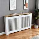 Wisfor Deep Tall Radiator Cover Cabinet: External 36.4inch Height Heater Covers with Natural Wood Texture Top - Inner 35.6inch Thickened MDF Radiator Shelf for Home (Vertical-L 35.6x57.1x7.1in), 36.42 inches