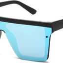 JIM HALO Flat Top Shield Sunglasses Square Mirror Rimless Glasses for Women Men