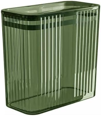 Transparent Trash Can, Bathroom Trash Cans with Lids, 3.5 Gallon Garbage Can for Bedroom, Office, Plastic Slim Waste Basket with Press Top Lid, 15L Clear Trash Bin for Home, Kitchen (Green)