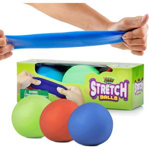 YoYa Toys Pull, Stretch and Squeeze Stress Balls - 3 Balls, Elastic Sensory Balls for Stress and Anxiety Relief, Autism and Special Needs Toys, Calming Fidgets for Kids and Adults, Ideal for Classroom