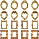 12 Pcs Vintage Mini Picture Frames Small Baroque Antique Resin Jewelry Frame Miniature Rectangle Display Table Wall Hanging Frames DIY Photo Holiday Party Wedding Decoration for Christmas (Gold)