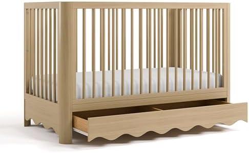Storkcraft Casablanca Convertible Crib with Drawer and Toddler Guardrail (Driftwood) – GREENGUARD Gold Certified, Toddler Bed Conversion Kit Included, Fits Standard Crib Mattress, Crib with Storage