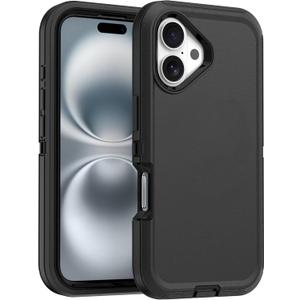for iPhone 16 Case - [Military-Grade Protective] -Heavy Duty Phone Case for iPhone 16 Case 6.1 Inch - Black (Dark)
