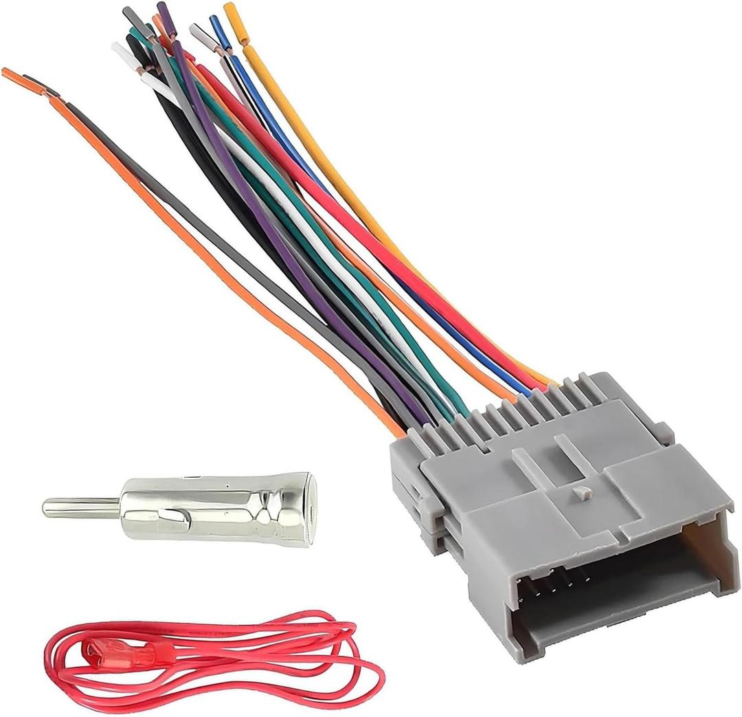 3PCS Car Radio Wiring Harness Kit, Car Stereo Radio Audio Receiver Wiring Harness Kit, Audio Modified Pigtail Connector Plug, Compatible with Chevy, GMC, Buick, Hummer