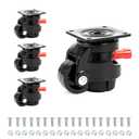 Nefish Heavy Duty Leveling Machine Casters 2200 LBS, Upgraded Ratchet Arm Design Leveling Retractable Castors Set of 4, Aluminum Base & Industrial Grade Rubber Workbench Caster for Industrial, Machine