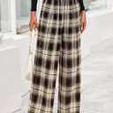 PRETTYGARDEN Casual Women's Pants 2026 Elastic Waist Palazzo Long Pajama Wide Leg Trousers Knit Fall Outfits with Pockets (M)