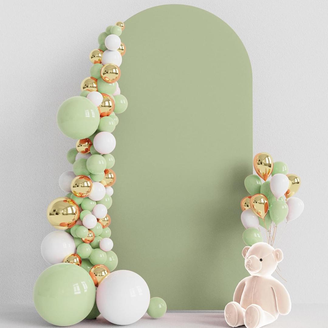 Wokceer 6.6FT Wedding Arch Cover Spandex Fitted Wedding Arch Stand Covers Round Top Sage Green Chiara Arch Cover for Birthday Party Ceremony Banquet Decoration