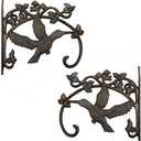 Sungmor Cast Iron Plant Hanger Wall Hooks, Heavy Duty Hanging Basket Brackets, Hummingbird Shape & 10.4 inch & 2PC Brown, Decorative Wall Hangers for Planters Lanterns Bird Feeders Houses Wind Chimes