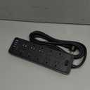 Power Strip Surge Protector Flat Plug with 20 AC Outlets 6 USB Chagring Ports, 1875W/15A, 2700J, 10 Ft Heavy Duty Extension Cord for Home, Office, Dorm, Gaming,ETL Listed (Black, 10 Feet)
