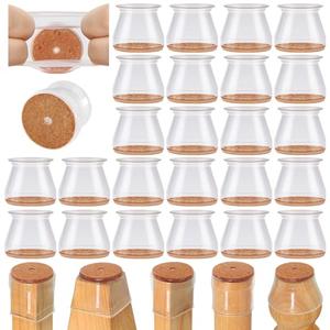 24 Pcs Chair Leg Floor Protectors for Hardwood Floors, Silicone Covers with Felt Pads, Furniture Leg Caps, Reduce Noise, Anti-Scratch, Fit (15/16" to 1-5/16")