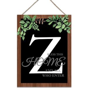 Ultra Large 16''x12'' Personalized Last Name Front Door Wreath, 26 Letter Wooden Welcome Sign for Rustic Farmhouse Spring Summer Fall Winter-Ideal Housewarming Gift (Letter Z)