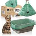 Home Compostable Cat Litter Box Liners, Jumbo XL 36” x 19” Drawstring Extra Thick Heavy Duty Litter Box Bags, Tear Resistant & LeakProof Cat Liners for Easy Cleanup, Pack of 10
