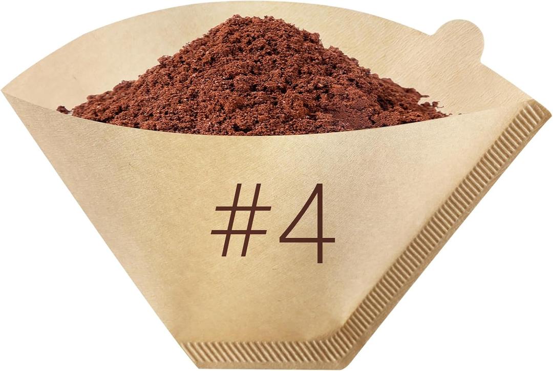 Mongdio #4 Cone Coffee Filters 8-12 Cups, Disposable Coffee Filters, Natural Unbleached Coffee Filters for Drip and Pour Over Coffee Maker - 200 Count