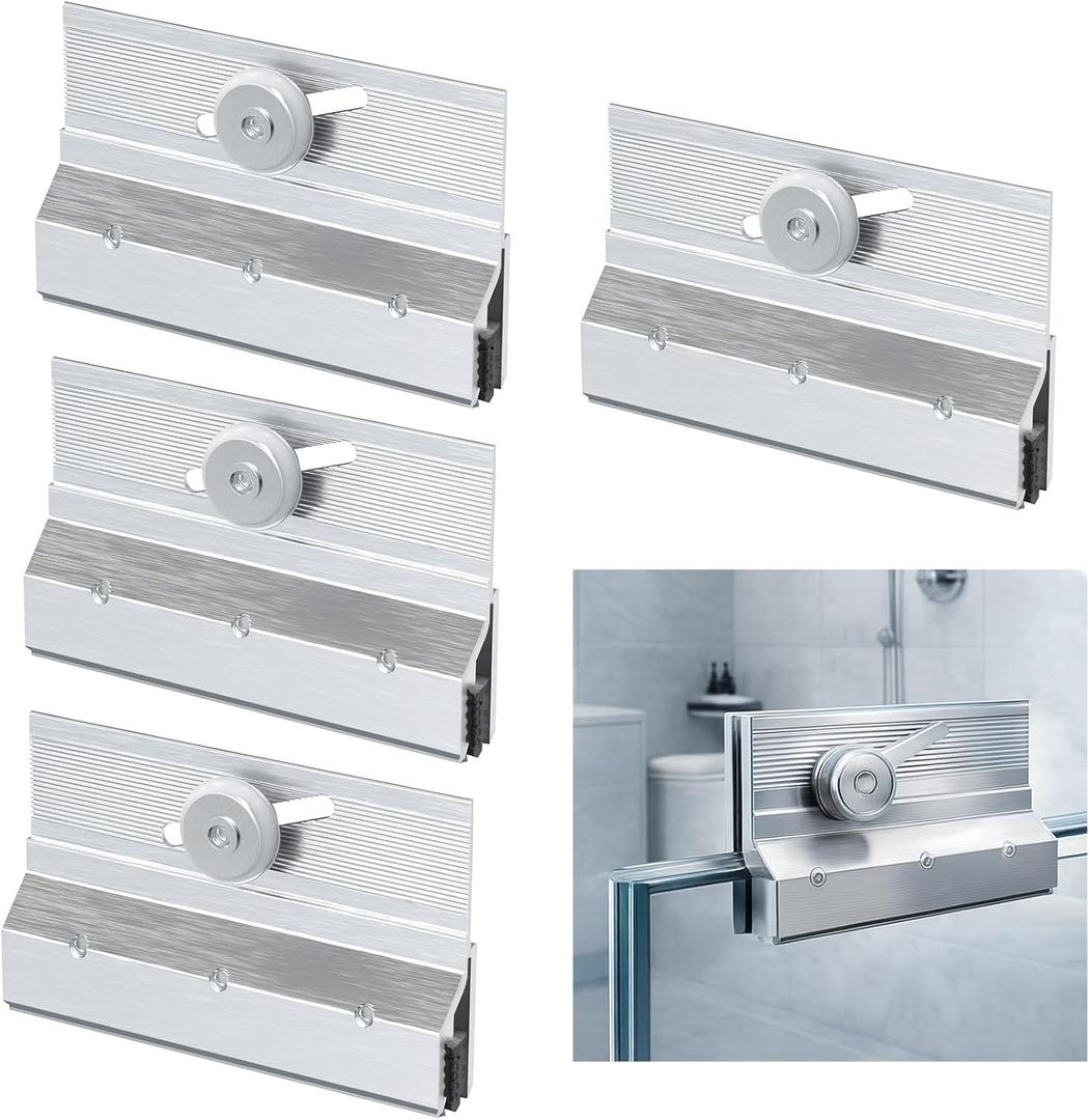 M6053 Frameless Shower Door Rollers Top Bracket Roller Assembly 4Pcs Shower Door Accessories, Fit Glass up to 1/4" Thick