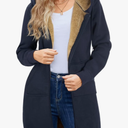 HEEKPEK Women's Long Hoodies Tunic Winter Fleece Jackets Casual Zip up Hoodies Soft Sherpa Sweatshirts Warm Long Coats, Dark Blue, Size L