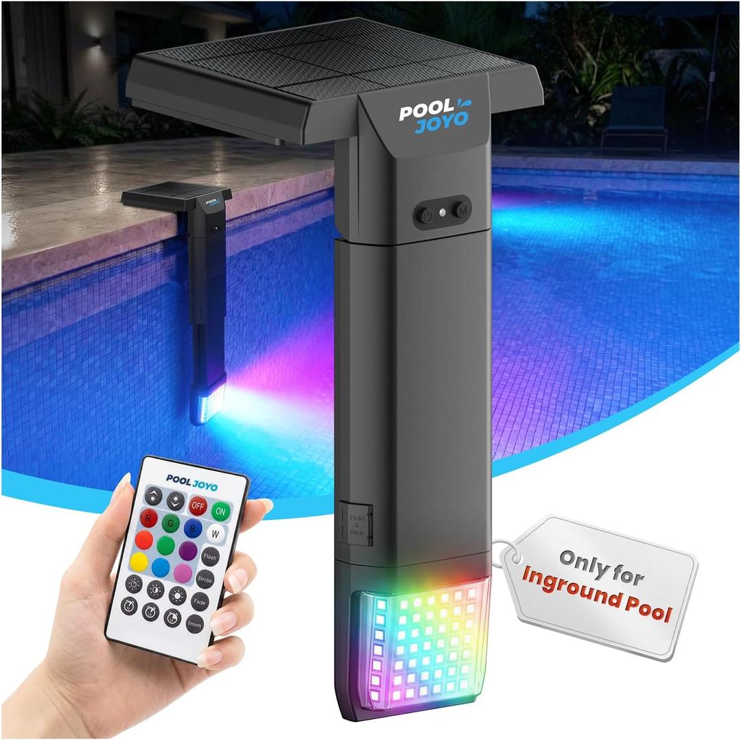 Solar Pool Lights Only for Inground Pools with Remote, 56 LEDs Brighter 3-Sided 180 Underwater Glow, 10 Colors 4 Modes, 3 Brightness Levels, IP68 Waterproof1 Pack