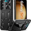 FNTCASE for Samsung Galaxy S23 Case: Military Grade Drop Proof Protection Rugged Protective Cell Phone Cover with Kickstand | Shockproof TPU Matte Textured Sturdy Bumper Cases for Galaxy S23 5G 6.1'' (Black)