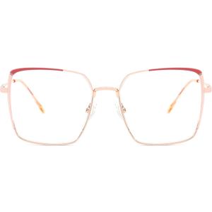 Zeelool Oversized Eyeglasses Frame for Women with Non-prescription Clear Lens Square Metal Eyewear JGM953566 (Jgm953566-01 Two-tone)