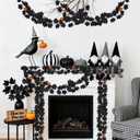 Black Halloween Garland - 2X 6.6FT Black Maple Leaf Vine Fall Garland, Halloween Decoration for Fireplace Mantel, Stairs, Wall, Home and Party Decor