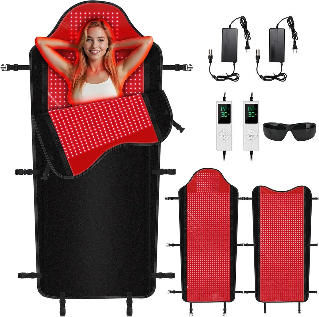 Full Body Red Light Therapy Mat - Serzase Upgraded Dual Wavelength 660nm+850nm Infrared LED Blanket with 2704 LED for Pain Relief, Muscle Recovery & Skin Health at Home (74.8x35.4in)