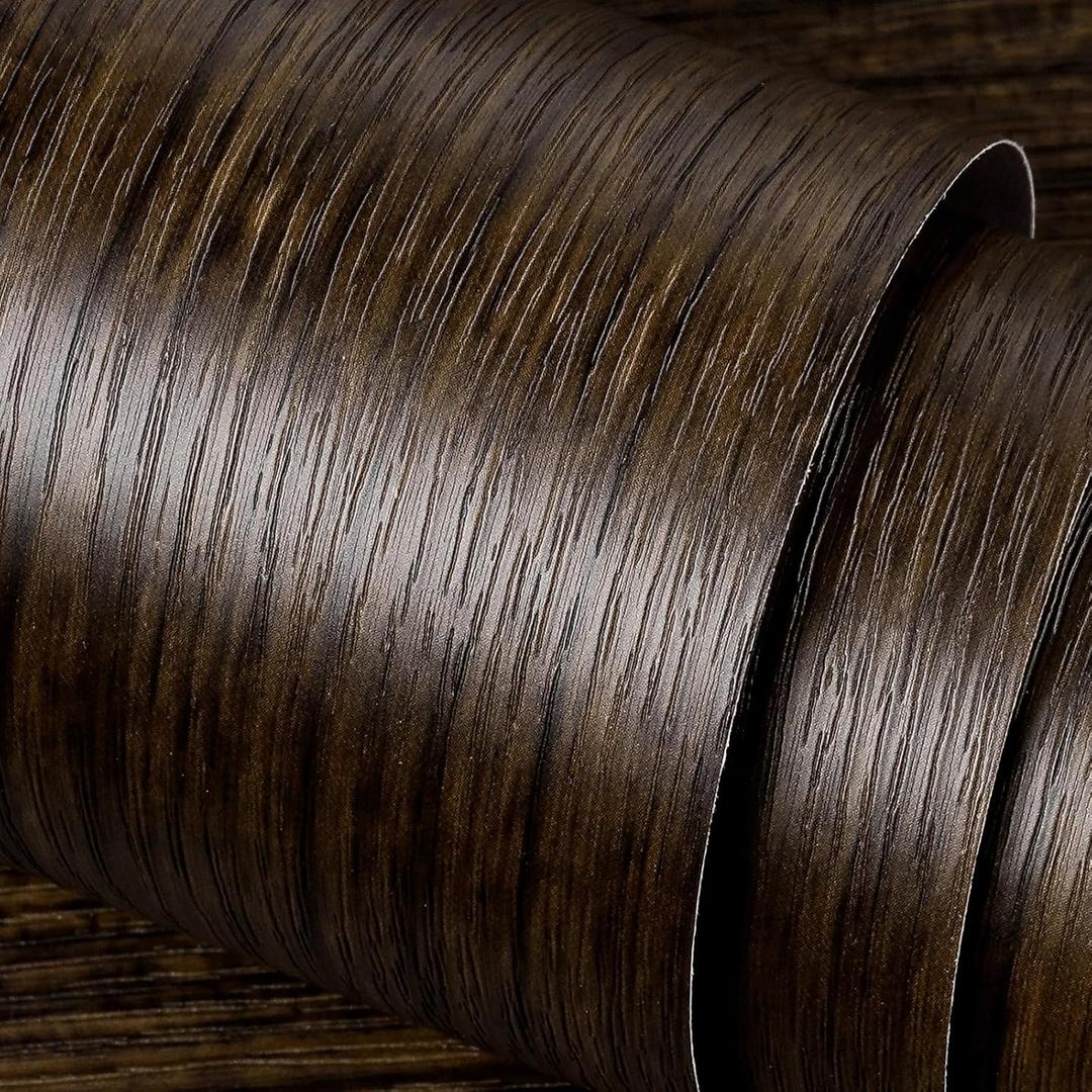 Stickyart 24"x160" Textured Dark Wood Grain Contact Paper Thick Wood Wallpaper Peel and Stick Wallpaper Vintage Wood Contact Paper for Cabinets and Drawers Countertops Tables Removable Waterproof