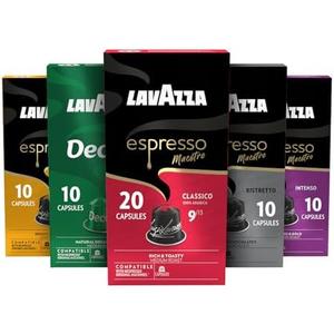 Lavazza Espresso Variety Pack of Aluminum Capsules Compatible with Nespresso* Original Machines, Contains Light, Medium, and Dark Espresso Roast (60 Capsules) BB Date: 02/28/2026