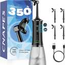 Cordless Water Flosser for Teeth - Portable Dental Flosser Pick with 360 Rotating U-Shaped Nozzle, 350ML Large Tank, 4 Modes, IPX7 Waterproof, 30-Day Battery Rechargeable for Travel & Braces (Deep Black)