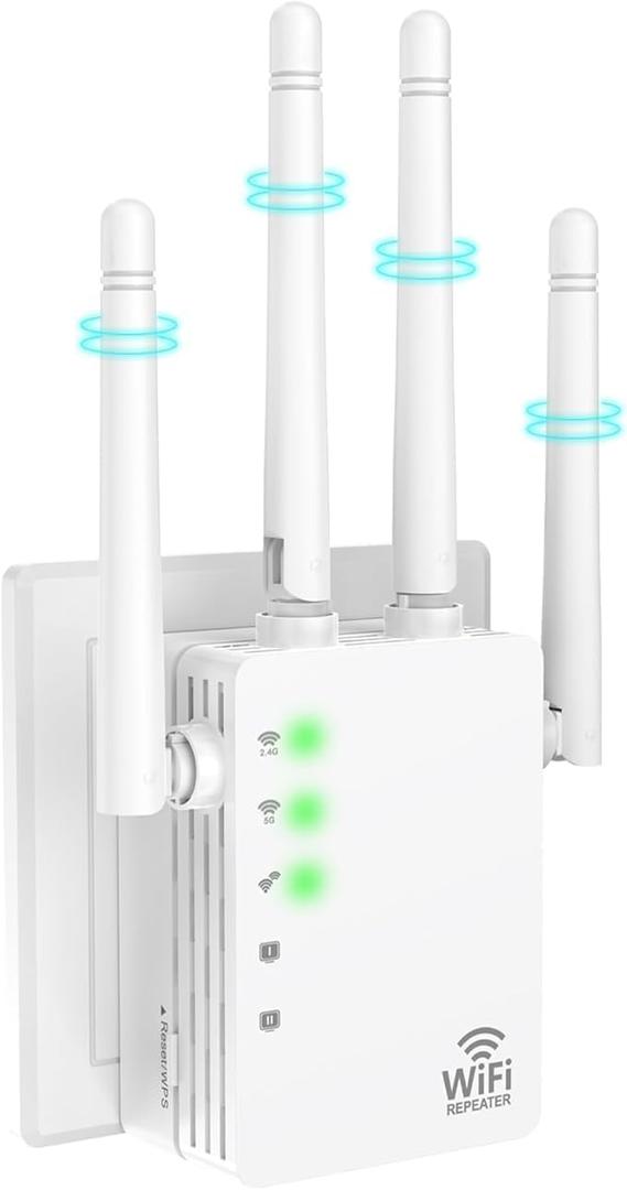 WiFi Extender Signal Booster - Dual Band 5.0G&2.4G, Covers 12880 Sq.Ft, Supports 105 Devices, 1-Tap Setup with Ethernet Port for Faster Speed