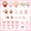 Amandir 135pcs Rose Gold Balloons Girl Baby Shower Decorations, Butterfly Stickers Balloon Garland Arch Kit Baby Box with Letter (A-Z+Baby) for Wedding Bridal Birthday Party Decoration