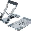 Cell Phone Stand, Fully Foldable,Aluminum Phone Stand with Non-Slip Anti-Scratch Pad Portable Ultra-Thin Phone Holder.Compatible with iPhone, iPad, Nintendo Switch, Tablets (7-13), All Phones Silver