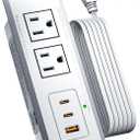 Recessed Power Strip with 20W USB C Port, Fast Charging USB A Port Conference Recessed Outlet, Space-Saver for Furniture Side Table, End Table, Desk Outlet with 6ft Cord, 45 Thin Flat Plug, White