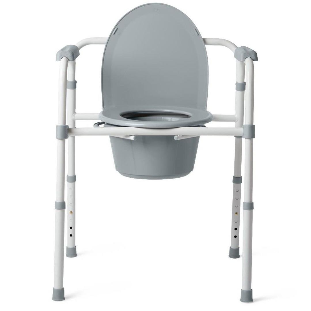 Medline 3-in-1 Aluminum Elongated Commode Seat for Adults, including Seniors and Elderly - Lightweight, Durable, 350 lb. Weight Capacity