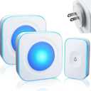 Wireless Doorbell 1200 feet Waterproof Door Bell with Flash LED Light 36 Melodies 4 Volume Levels (2 Receivers& 1 Touch Button, White JSIEEM)