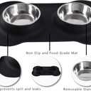 Hubulk Pet Dog Bowls 2 Stainless Steel Dog Bowl with No Spill Non-Skid Silicone Mat + Pet Food Scoop Water and Food Feeder Bowls for Feeding Dogs Cats Puppies (M, Black)