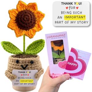 4 x Sunflower Crochet Doll - Thank You Gift Appreciation Gift For Teacher Coworker Leader Paraprofessional Coach Employee Men Women - Thank You For Being Important Part Of My Story Birthday Present