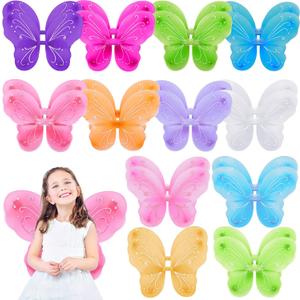 Wettarn 24 Pcs Girls Butterfly Wings Bulk, Angel Princess Costume Wings for Dress up Fairy Accessories Birthday Theme Parties